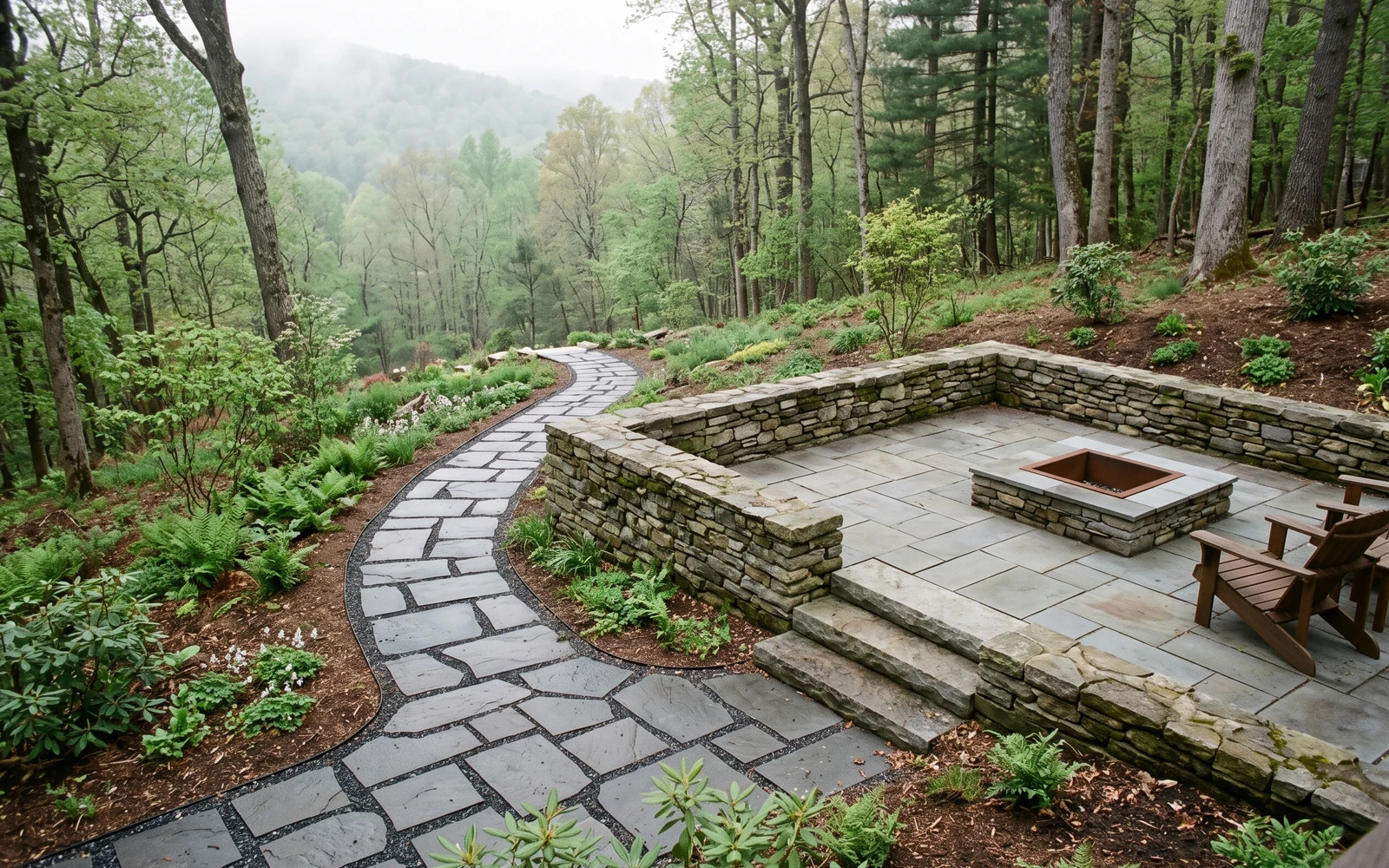 Generated Cave Spring hardscape planning concept showing the fourth project-planning emphasis
